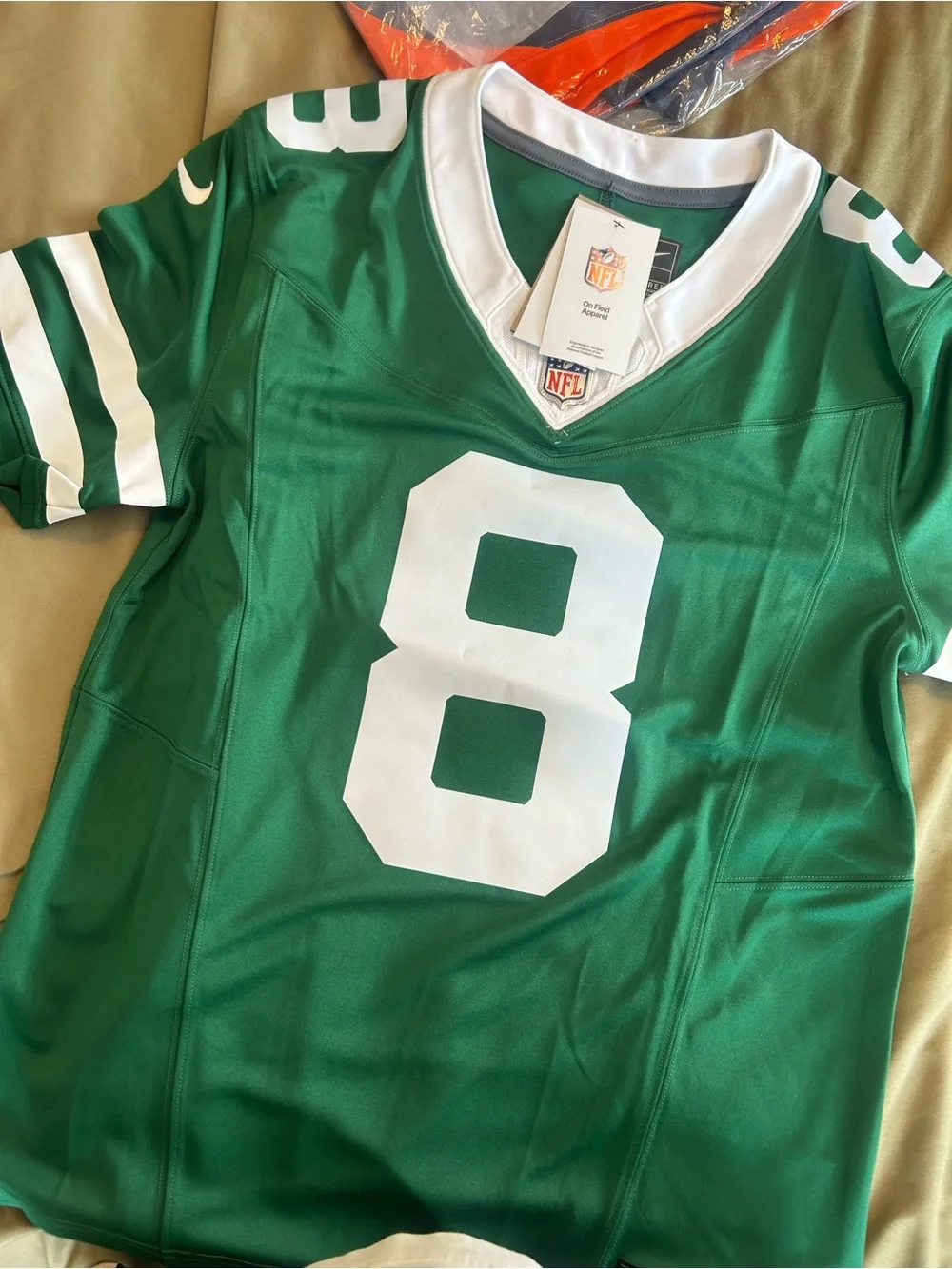 NFL Aaron Rodgers’s Green and White V‑Neck Football Jersey with Shield Patch